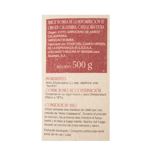 PRODUCTO ALCAMPO Arroz bomba 500 gr