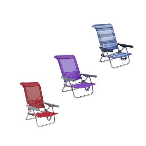 Silla de playa aluminio y textileno plegable, medidas: 77x60x83cm, EREDU.