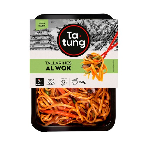 TA-TUNG Tallarines al wok, listos para calentar y comer 250 g.