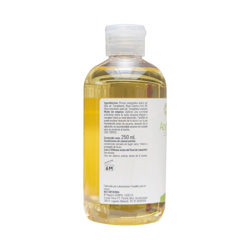 NATURAFEMME Aceite hidratante con aceite de almendras y rosa mosqueta NATURAFEMME 250 ml.