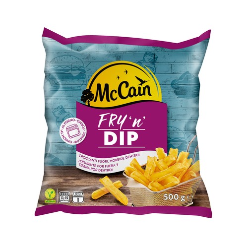 McCAIN Patatas con corte curvado, prefritas y ultracongeladas Fry "n"n dip 500 g.