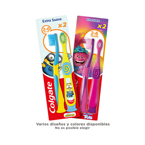 COLGATE Cepillo de dientes infantil para niños de 2 a 6 años con filamentos extra suaves COLGATE 2 uds.