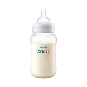 AVENT Biberón con anillo adaptador, capacidad de 330 ml y sistema anticólicos AVENT de Philips.