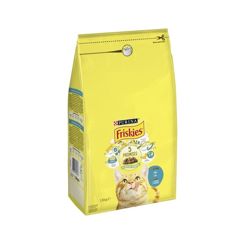 FRISKIES Pienso para gatos a base de atún y verduras añadidas bolsa 1,5 kg.