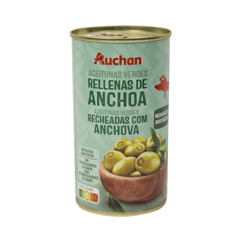 PRODUCTO ALCAMPO Aceitunas verdes manzanilla rellenas de anchoa PRODUCTO ALCAMPO lata de 150 g.