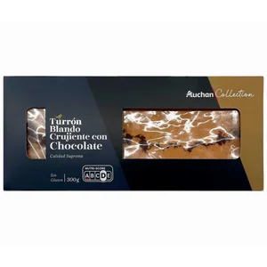 ALCAMPO GOURMET Turrón blando crujiente con chocolate 300 g.