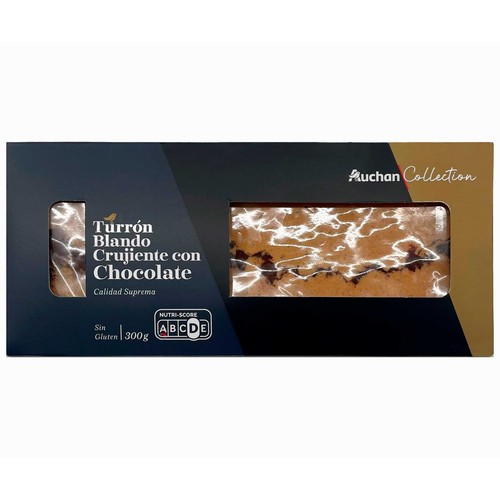 ALCAMPO GOURMET Turrón blando crujiente con chocolate 300 g.