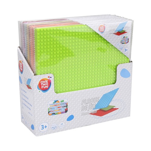 Tablero para juegos de construcción 26x26cm, disponible varios colores, ONE TWO FUN ALCAMPO.