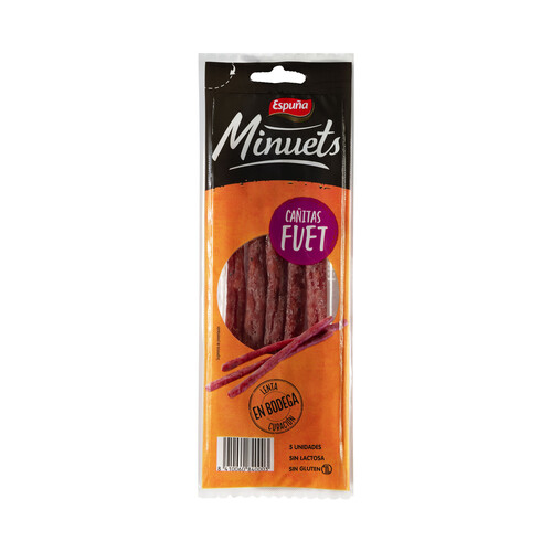 Mini cañitas de fuet, de curación lenta en bodega ESPUÑA Minuets 5 uds.