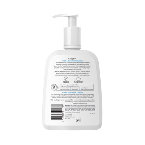 CETAPHIL Crema espuma limpiadora con aloe vera y vitaminas del grupo B 473 ml.