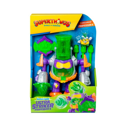 SUPERTHINGS Ultra Striker Professeur K – Robot Articulé Avec 3 Projectiles Et Bouclier – Série Kaboom City