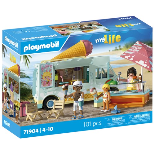 PLAYMOBIL My Life 71904, Camión de helados con tienda de surf, 101 pcs +4 Años