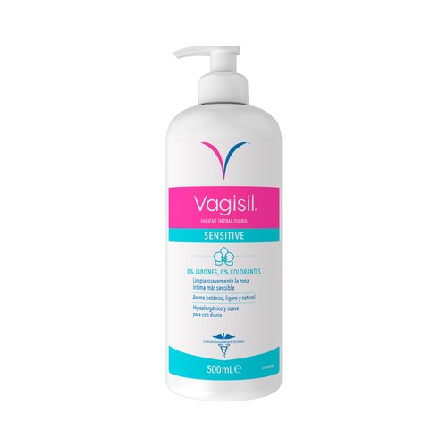 VAGISIL Gel para la higiene íntima de uso diario, sin colorantes ni jabones VAGISIL Sensitive 500 ml.