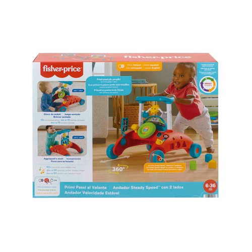 FISHER PRICE Andador 2 caras Correpasillos con actividades con luces y sonidos, juguete para andar o sentarse, regalo para bebé +6 meses (MATTEL HJP46)
