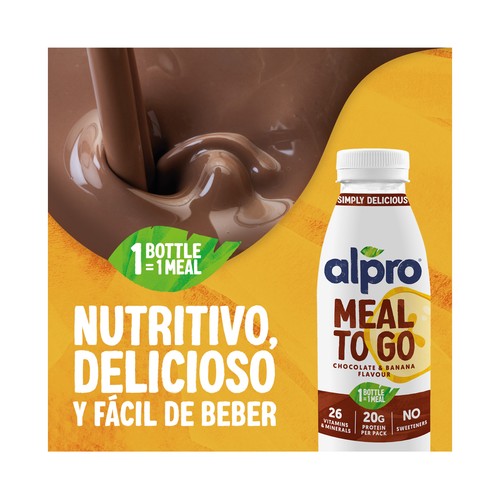 ALPRO Meal to go Bebida vegetal de soja sabor chocolate y plátano 500 ml.