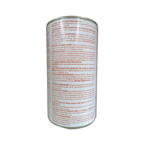 PRODUCTO ECONÓMICO ALCAMPO Alimento para perros de paté de buey 1200 g.