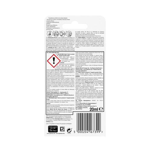 GLADE Recambio para ambientador eléctrico con fragancia a lavanda y aloe vera 20 ml.