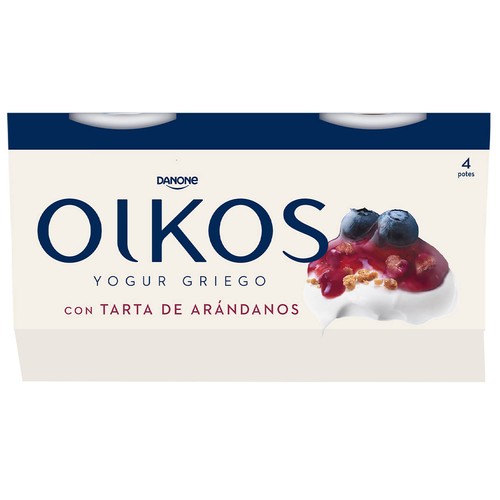 OIKOS de Danone Yogur griego con tarta de arándanos 4 x 110 g.