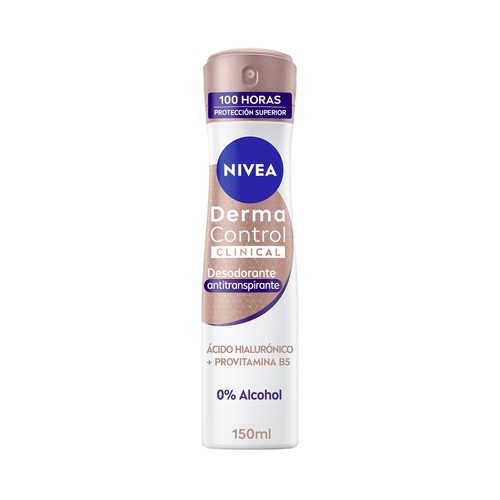 NIVEA Derma control clinical Desodorante en spray para mujer, antitranspirante hasta 100 horas 150 ml.