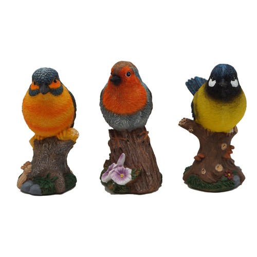 Figura de pájaros de poliresina altura 13,5 cm, GARDENSTAR.