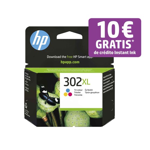 Cartucho de tinta original HP 302XL F6U67AE, tricolor..