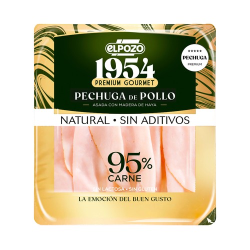 Pechuga de pollo asada con madera de Haya, cortada en lonchas LEGADO de El Pozo 120 g.