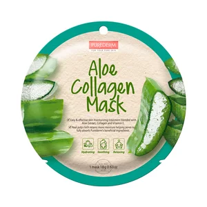 PUREDERM Mascarilla facial hidratante, suavizante y relajante con aloe vera y colágeno.