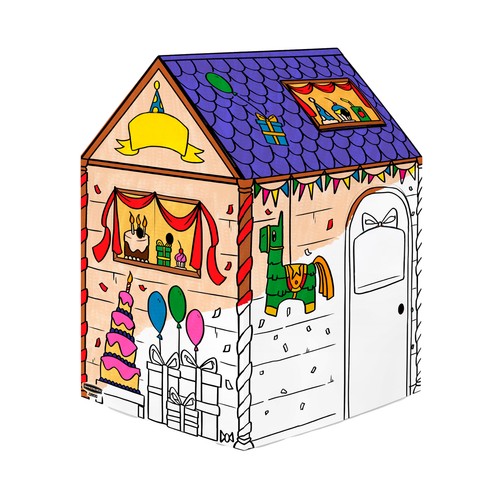 Casita de cartón  para pintar. FELLOWES