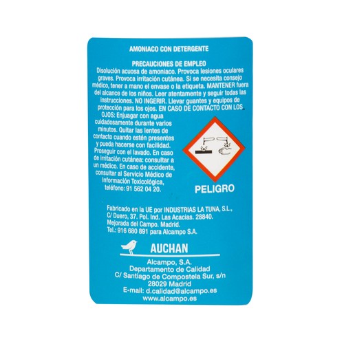 PRODUCTO ALCAMPO Amoniaco con detergente 1,5 l.