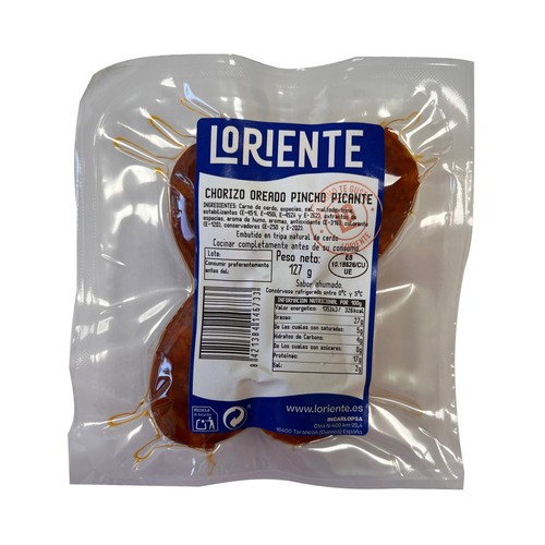 LORIENTE Chorizo oreado de pincho picantes 127 g.