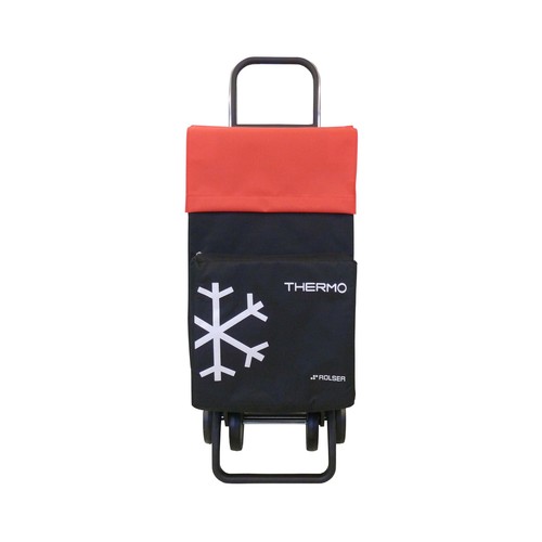 Carrito para la compra plegable modelo Termo Fresh,  de color negro y rojo y  con 4 Ruedas ROLSER.