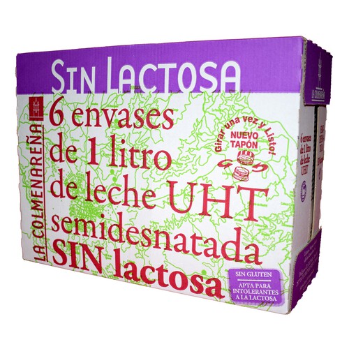 Leche semidesnatasa sin gluten y sin lactosa LA COLMENAÑERA 6 x 1 l.