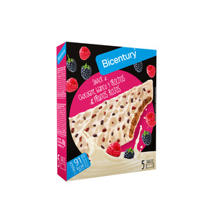 Imagen de BICENTURY Snacks de chocolate blanco y trocitos de fruto rojo BICENTURY 5 uds. x 18 g.