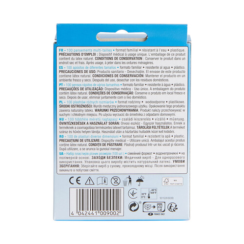 PRODUCTO ALCAMPO Apósitos de plástico, transpirables y resistentes al agua, de 4 tamaños diferentes PRODUCTO ALCAMPO 100 uds.