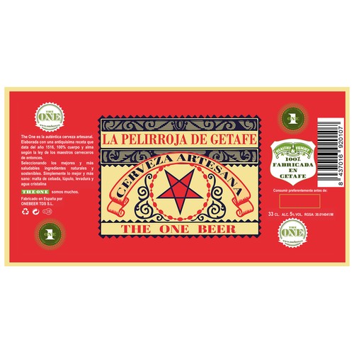 THE ONE Cerveza tostada La Pelirroja de Getafe 33 cl.