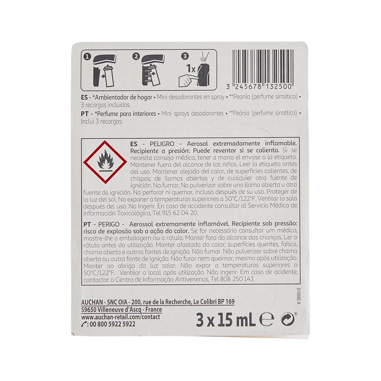 PRODUCTO ALCAMPO Ambientador mini spray + 3 recambios, fragancia peonía PRODUCTO ALCAMPO 3 uds. x 15 ml.