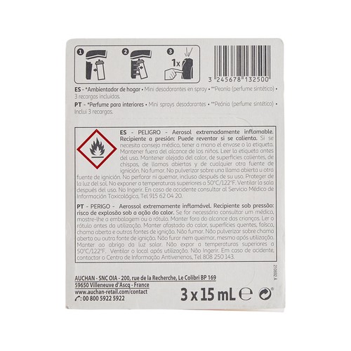 PRODUCTO ALCAMPO Ambientador mini spray + 3 recambios, fragancia peonía PRODUCTO ALCAMPO 3 uds. x 15 ml.