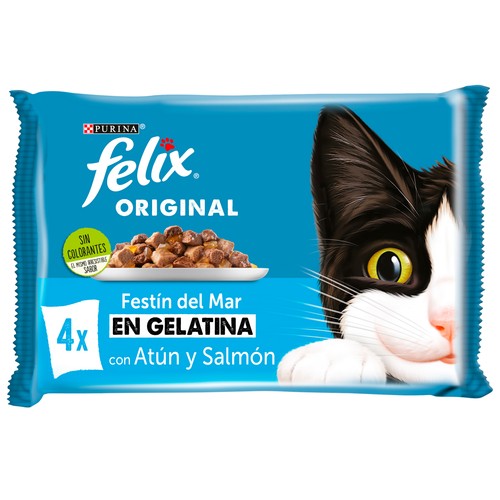 FELIX Al. húmeda gato bolsa selección pescado gelatina 4 x 85 g.
