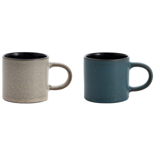Taza de gres diseño rústico color azul o marrón, 0,25 litros de capacidad, Blue moon BIDASOA.