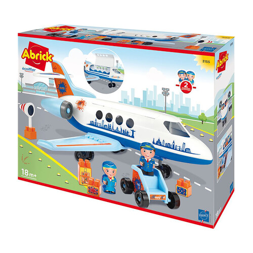 Avión para construir con bloques, incluye figuras de piloto y copiloto, ABRICK.