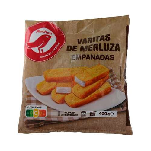 AUCHAN Varitas de merluza empanadas 400 g. Producto Alcampo