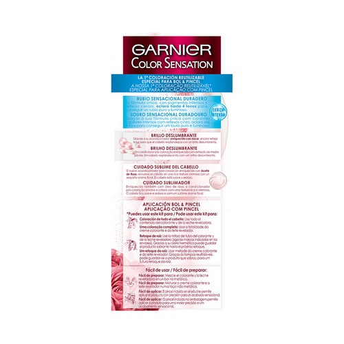 GARNIER Color sensation Coloración permanente e intensa reutilizable para bol y pincel, tono S9 Rubio platino ceniza.