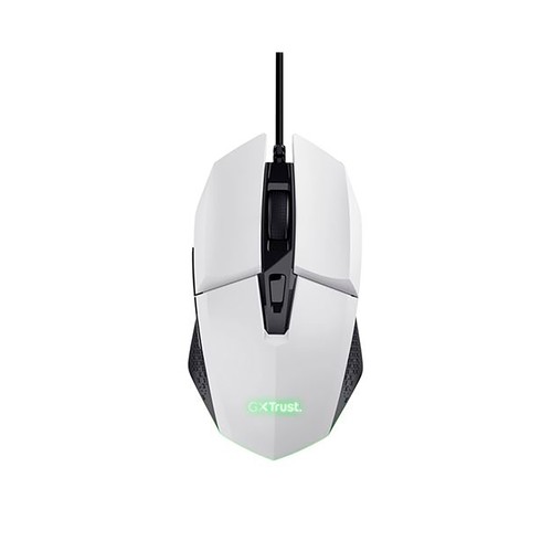 Ratón gaming óptico TRUST GXT 109W Felox, cable usb, color blanco.
