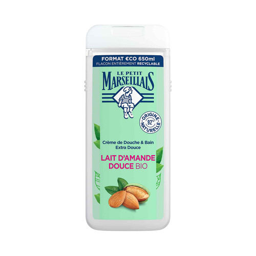 LE PETIT MARSEILIAIS Gel hidratante y nutritivo para baño o ducha, con textura crema y leche de almendras bio LE PETIT MARSEILIALS 650 ml.