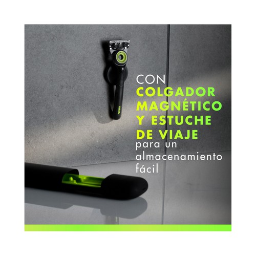 GILLETTE Labs neon ninght Maquinilla de afeitar con cabezal pivotante de 5 hojas + 2 recambios.