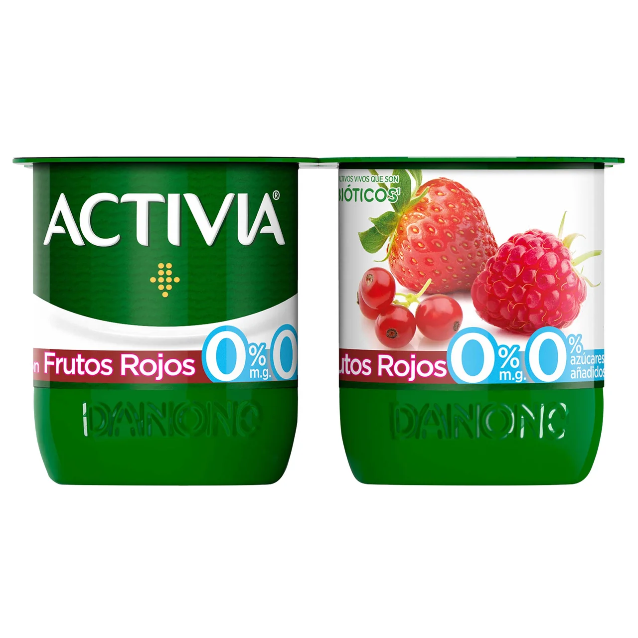 Bífidus desnatado (0% materia grasa) y con frutos rojos de Danone 4 x 120 g.