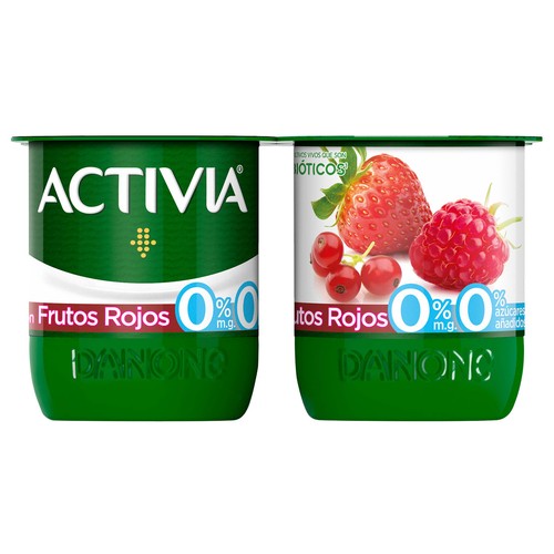 ACTIVIA Bífidus desnatado (0% materia grasa) y con frutos rojos de Danone 4 x 120 g.