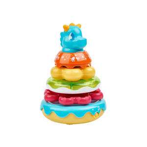 Imagen de Pirámide de aros apilables, dinosaurio azul, +12 meses, ONE TWO FUN.