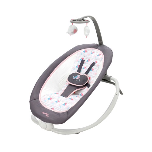 Hamaquita musical Fold pajarito rosa, 7 melodías, hasta 9kg, ASALVO.