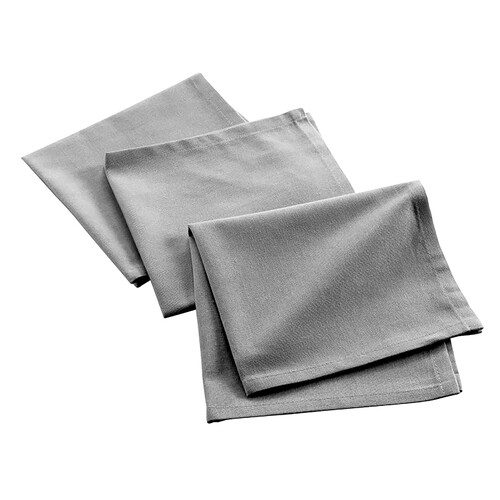 Pack de 3 servilletas color gris, 100% algodón reciclado, 40x40cm, U10.